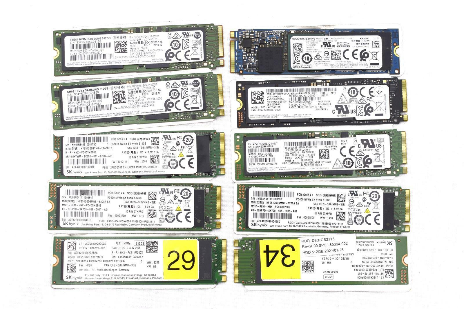LOT OF 5 MIXED BRANDS 6 TB SATA 3.5" HDD SOLID STATE DRIVE(S)