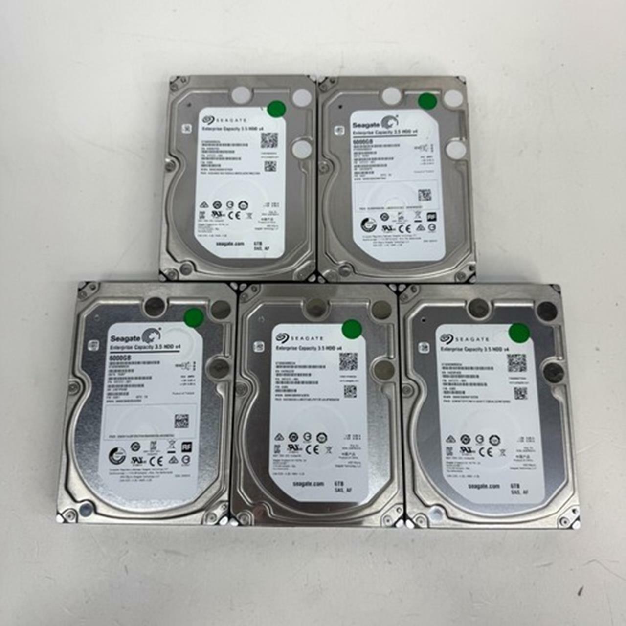 LOT OF 5 MIXED BRANDS 6 TB SATA 3.5" HDD SOLID STATE DRIVE(S)