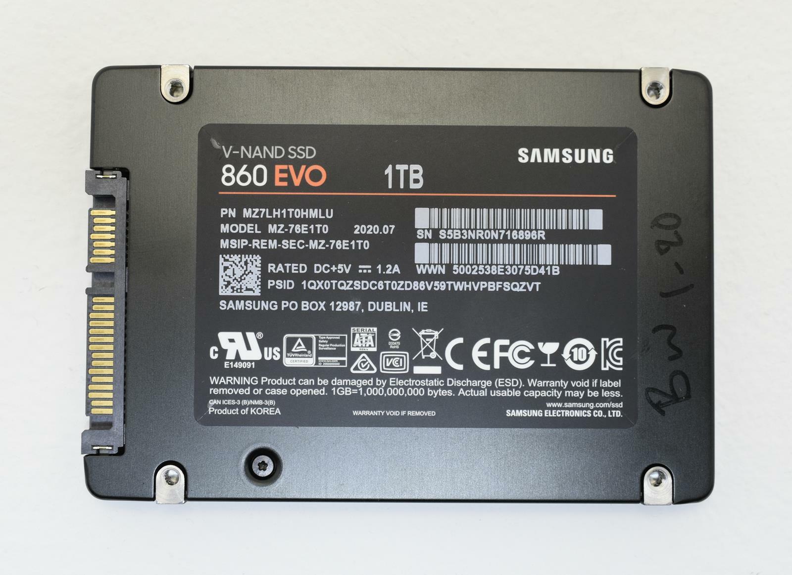 SAMSUNG 860 EVO MZ-76E1T0B/AM USED 2.5" 1TB SSD SSD